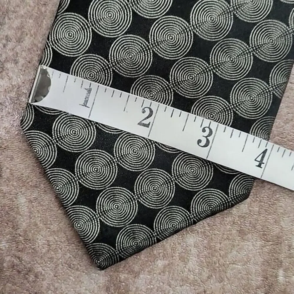 Calvin Klein black & white geometric dot men's 100% silk classic necktie